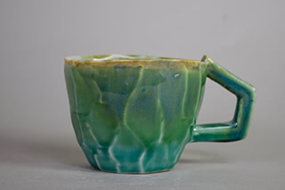 blue and green mug.