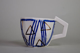 mug with triangles.